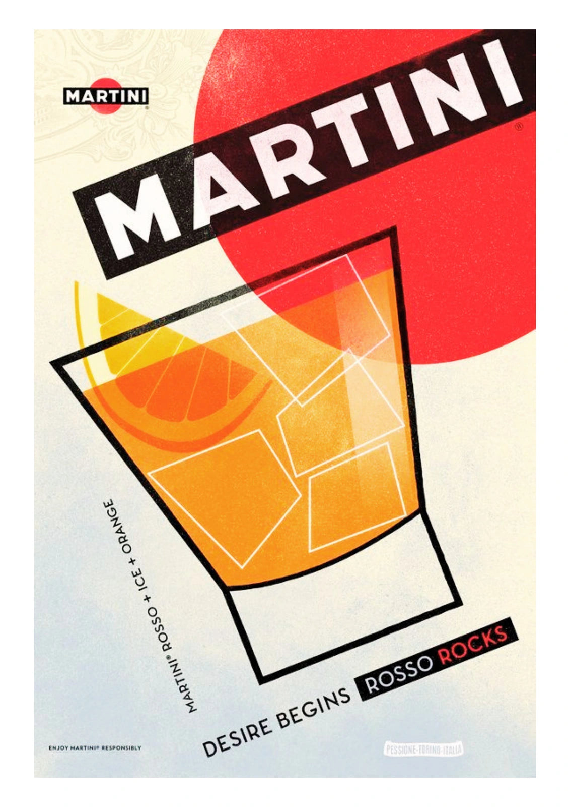 Martini Rosso Rocks Glass Poster — complete artwork