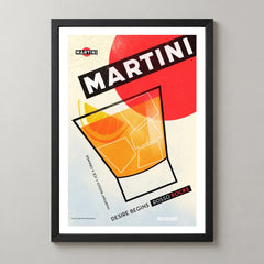 Martini Rosso Rocks Glass Poster — black frame