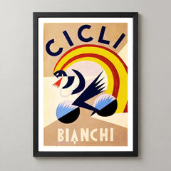Cicli Bianchi Geometric Cycling Poster — black frame