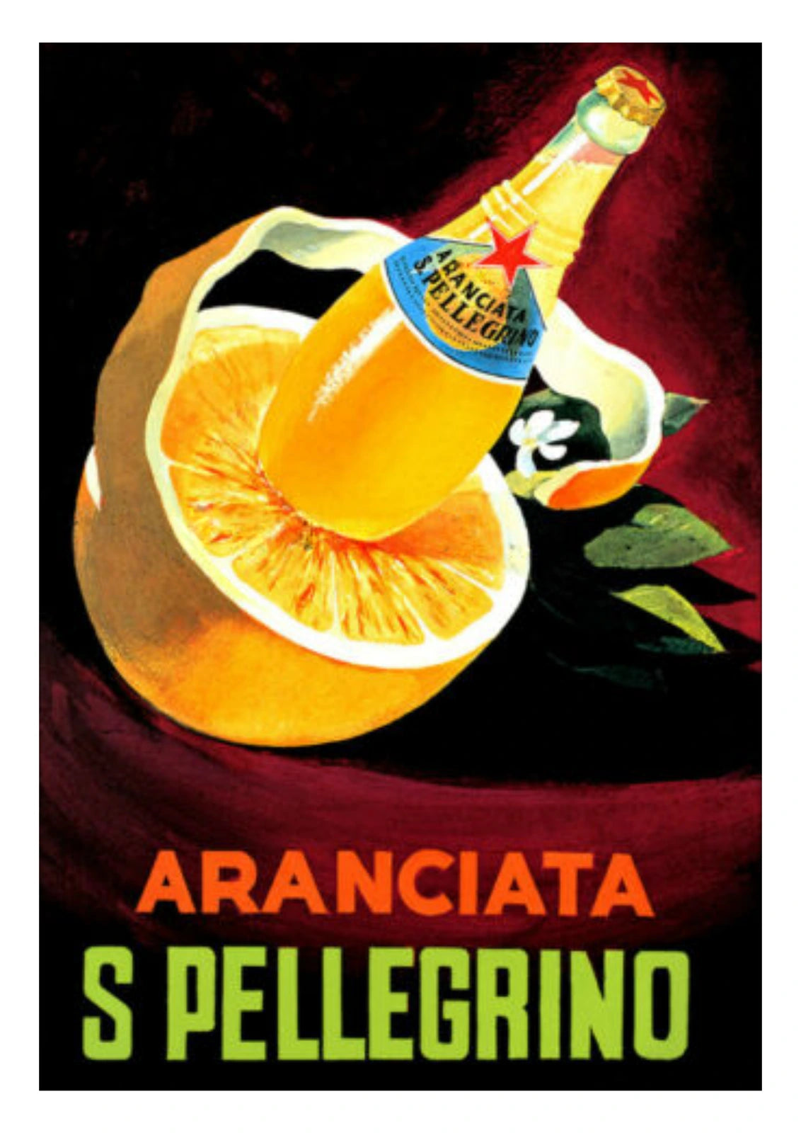 Aranciata San Pellegrino Orange Bottle Poster — complete artwork