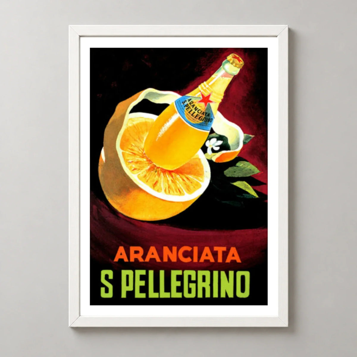 Aranciata San Pellegrino Orange Bottle Poster — white frame