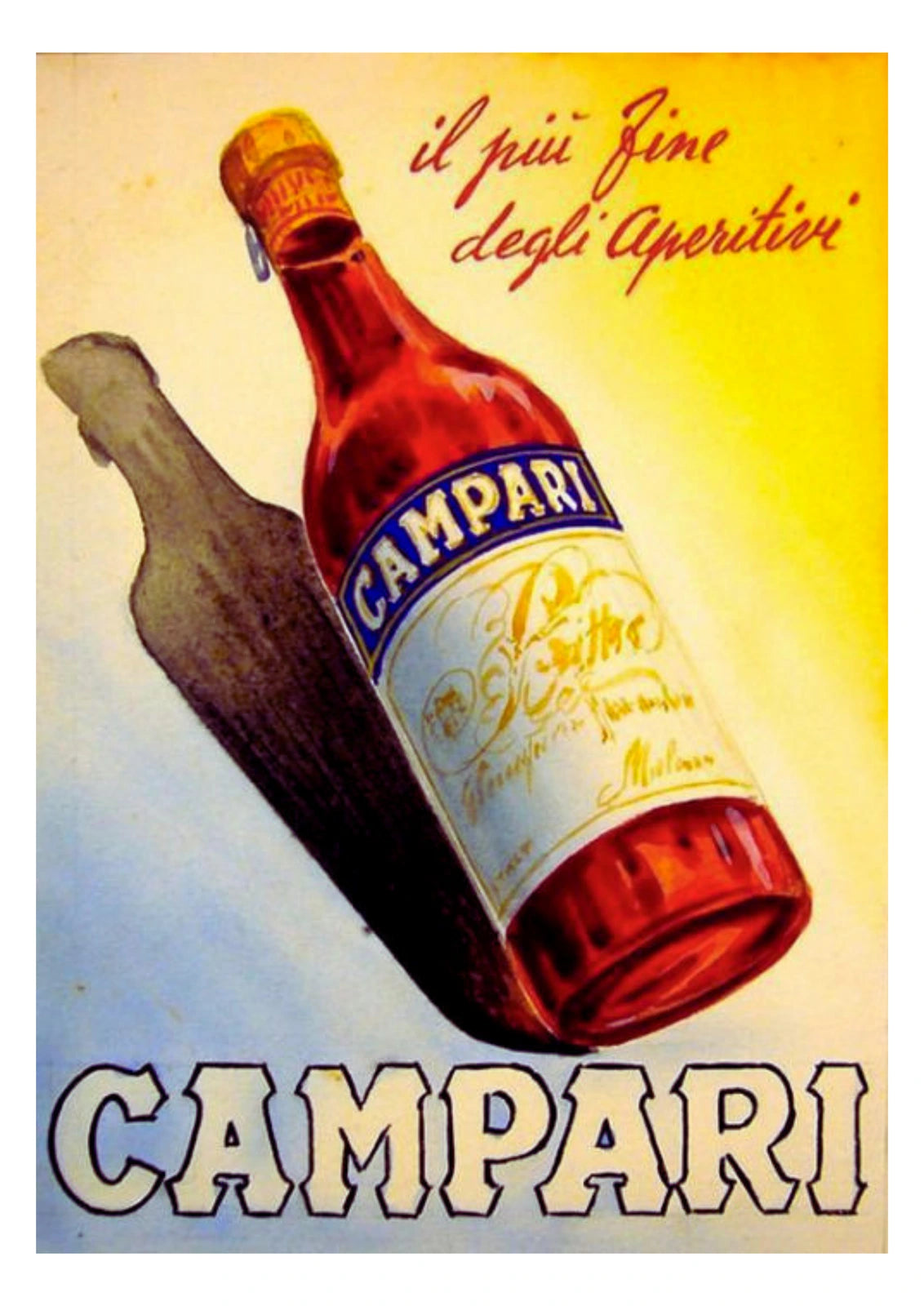 Campari Aperitif Bottle and Shadow Poster — complete artwork