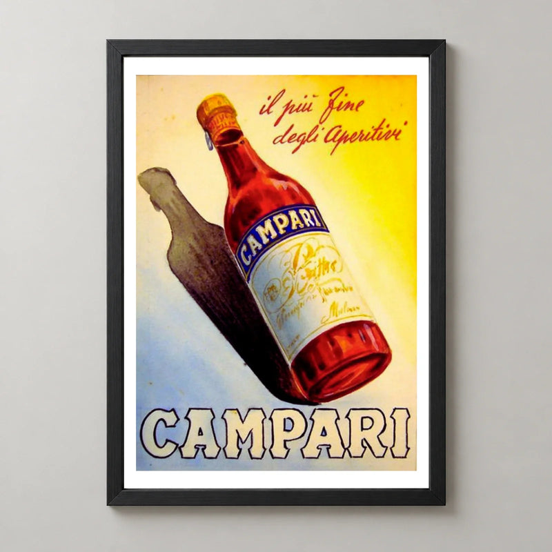 Campari Aperitif Bottle and Shadow Poster — black frame