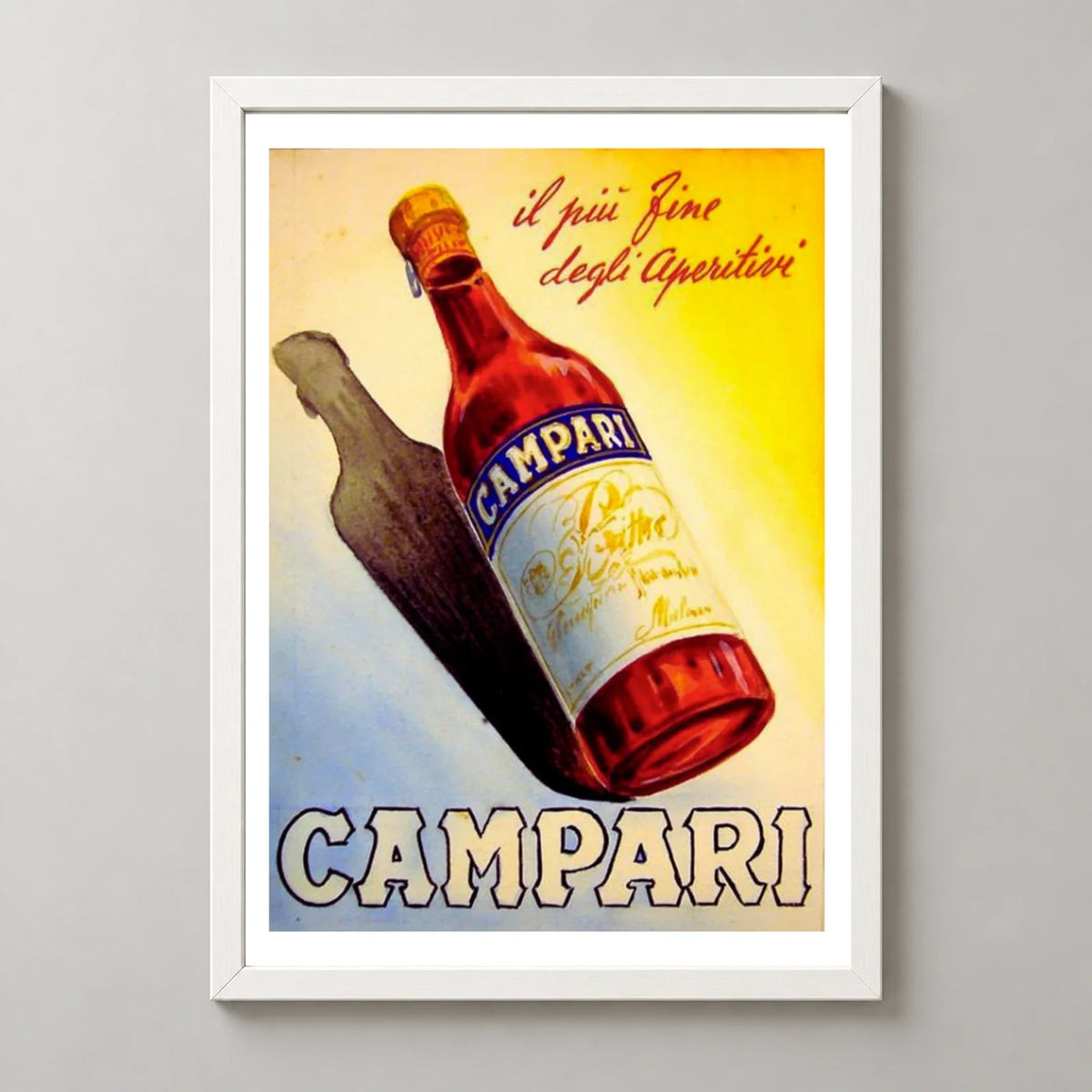 Campari Aperitif Bottle and Shadow Poster — white frame