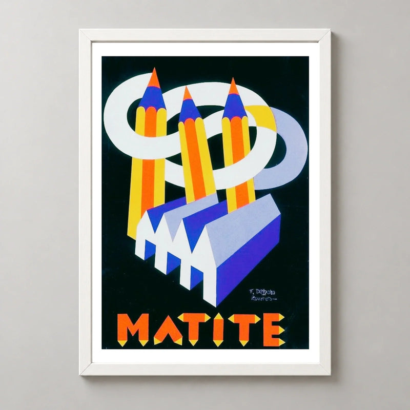 Fabbrica Matite Pencil Poster by Fortunato Depero — white frame