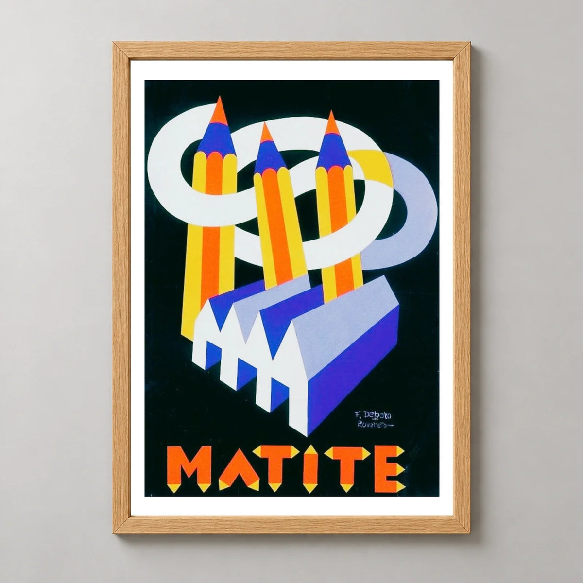 Fabbrica Matite Pencil Poster by Fortunato Depero — wood frame