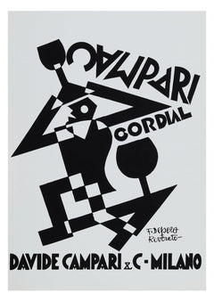 Campari Cordial Black and White Figure Poster by Fortunato Depero — complete artwork