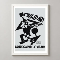Campari Cordial Black and White Figure Poster by Fortunato Depero — white frame