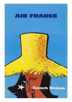 Air France French Riviera Straw Hat Poster — poster only, complete unframed artwork