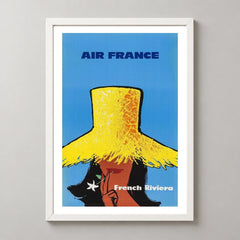 Air France French Riviera Straw Hat Poster — white frame studio view