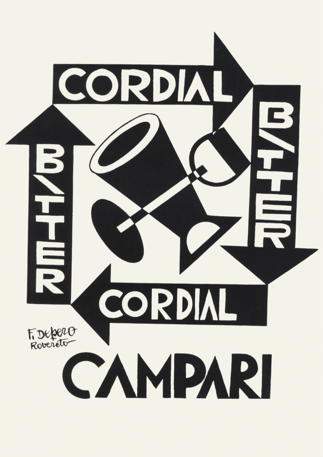 Cordial Bitter Campari Geometric Drinks Poster — poster only, complete unframed artwork