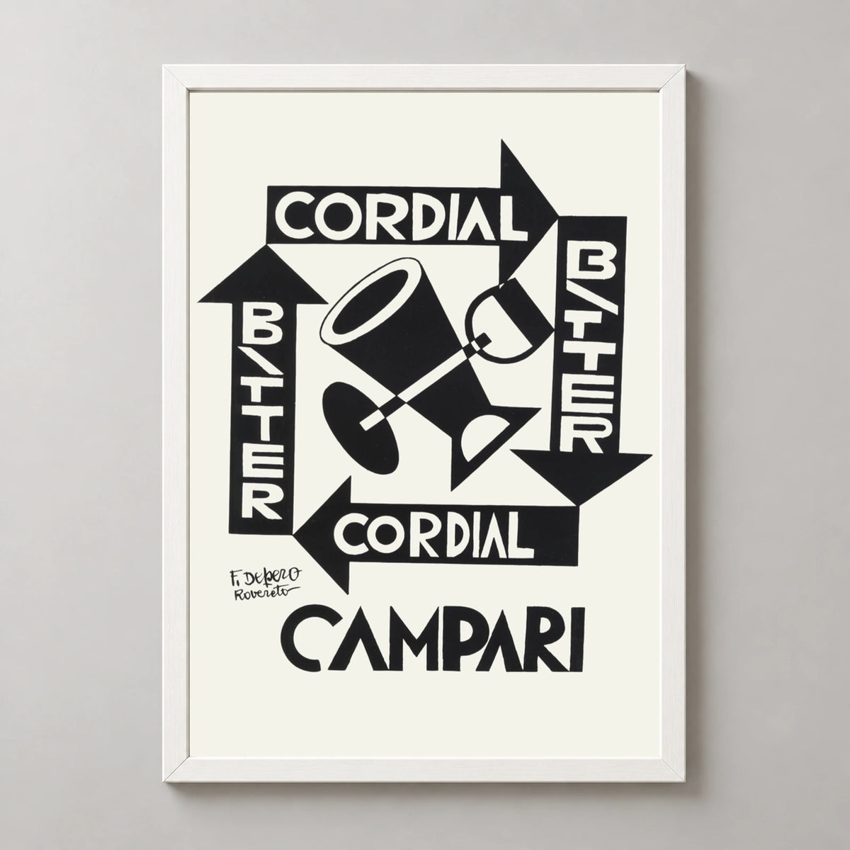 Cordial Bitter Campari Geometric Drinks Poster — white frame studio view