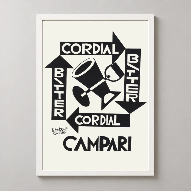 Cordial Bitter Campari Geometric Drinks Poster — white frame studio view