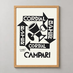 Cordial Bitter Campari Geometric Drinks Poster — wood frame studio view