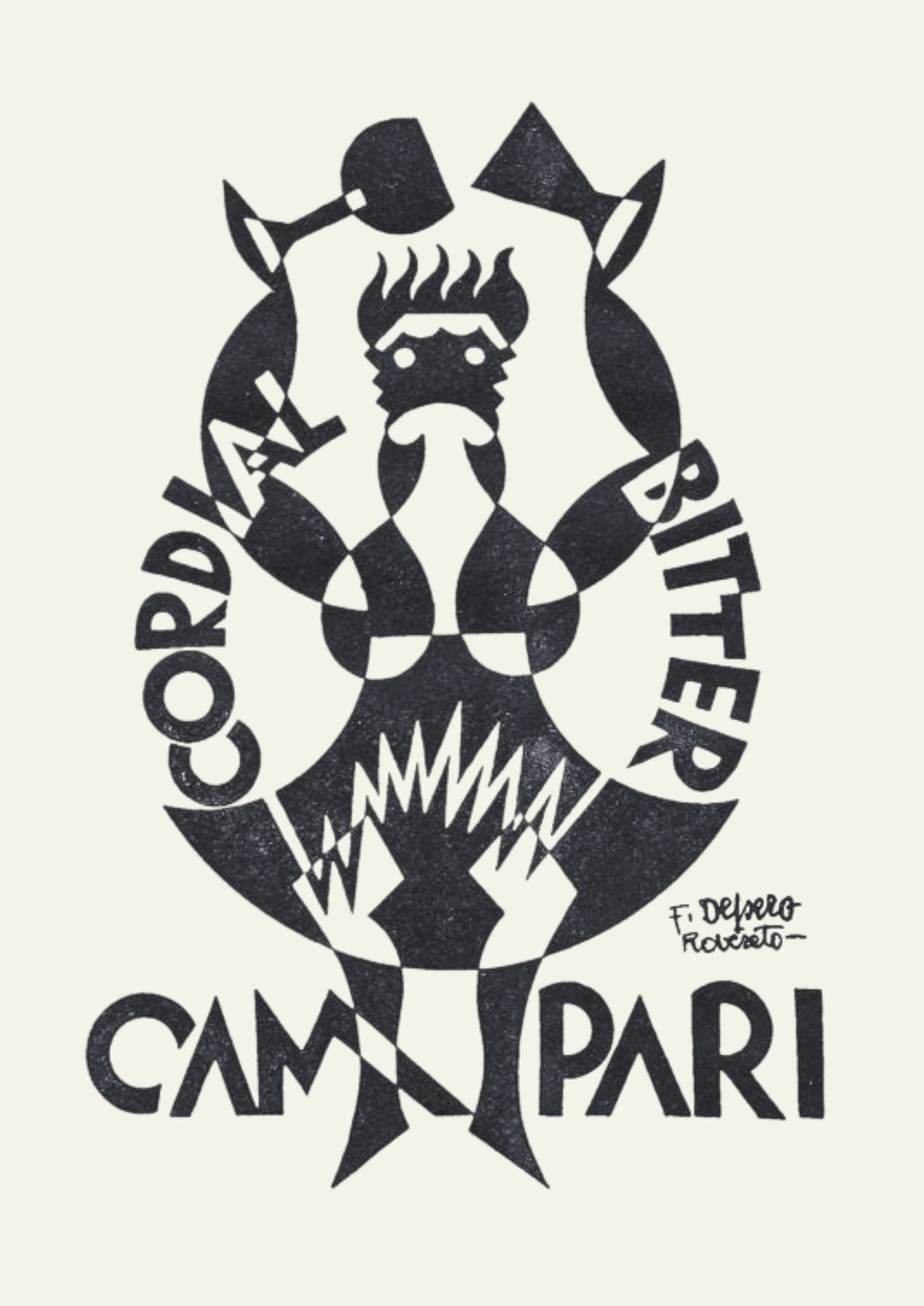 Campari Black and White Toasting Figure Poster — poster only, complete unframed artwork