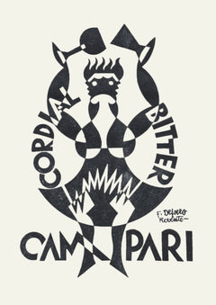 Campari Black and White Toasting Figure Poster — poster only, complete unframed artwork