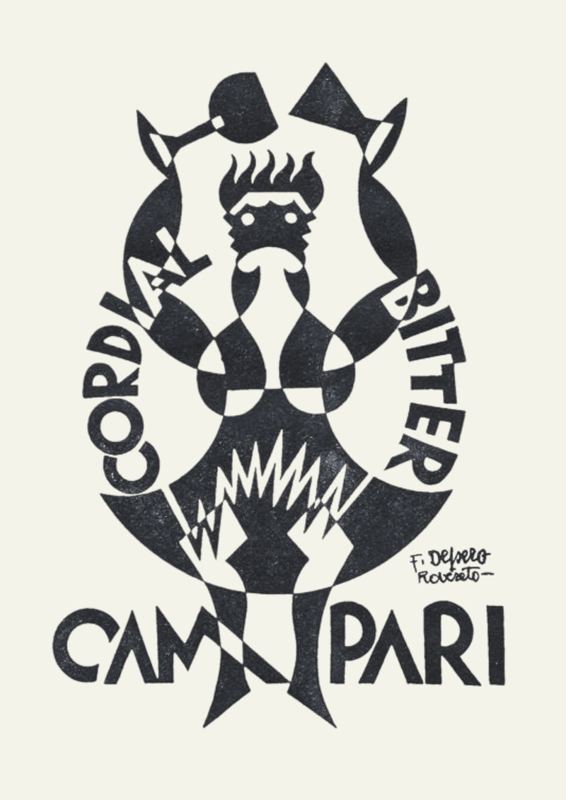 Campari Black and White Toasting Figure Poster — poster only, complete unframed artwork