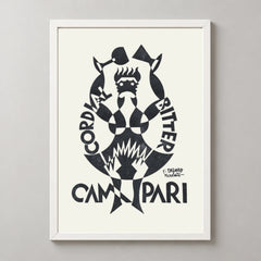 Campari Black and White Toasting Figure Poster — white frame studio view