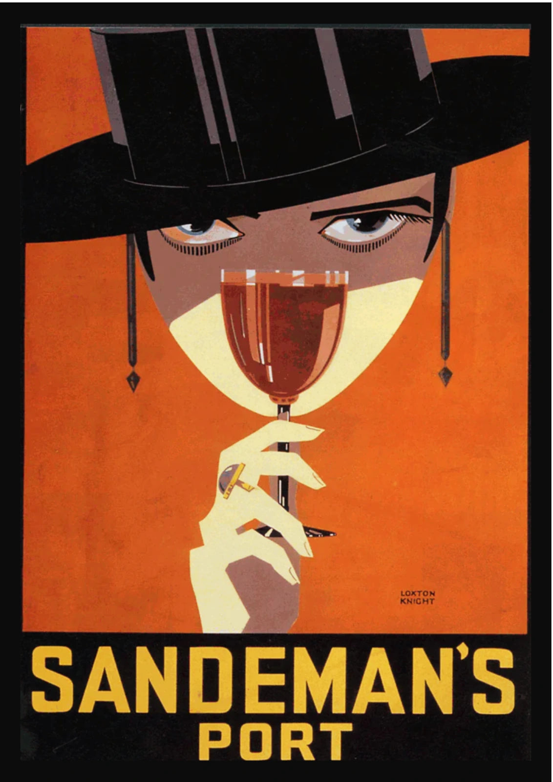 Sandeman's Port Woman in Black Hat Poster — poster only, complete unframed artwork