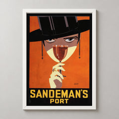 Sandeman's Port Woman in Black Hat Poster — white frame studio view