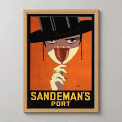 Sandeman's Port Woman in Black Hat Poster — wood frame studio view