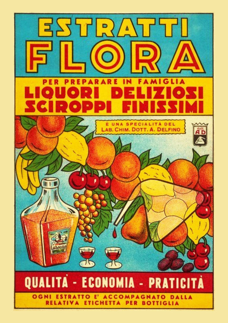 Estratti Flora Italian Fruit Advertisement Poster — poster only, complete unframed artwork