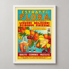 Estratti Flora Italian Fruit Advertisement Poster — white frame studio view
