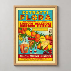 Estratti Flora Italian Fruit Advertisement Poster — wood frame studio view