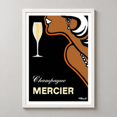 Mercier Champagne Profile Poster by Villemot — white frame studio view