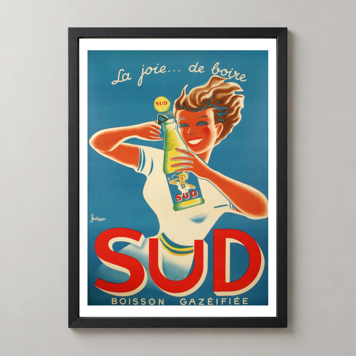 Sud La Joie de Boire Soda Poster — black frame studio view