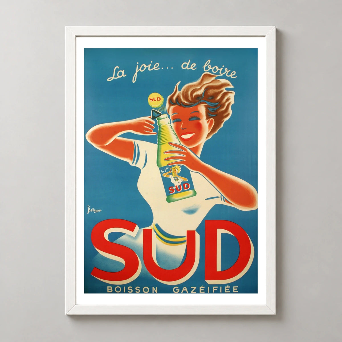 Sud La Joie de Boire Soda Poster — white frame studio view