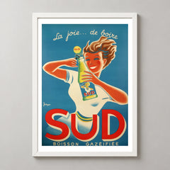 Sud La Joie de Boire Soda Poster — white frame studio view