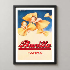 Barilla Parma Pasta Babies Poster — black frame studio view