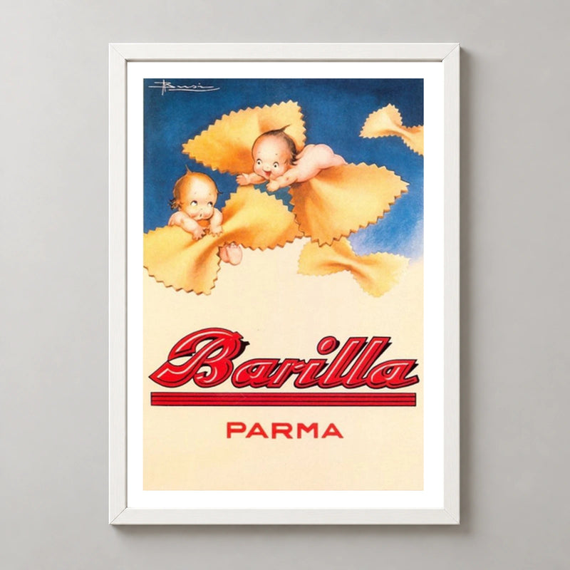 Barilla Parma Pasta Babies Poster — white frame studio view