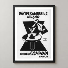 Cordial Campari Geometric Table Poster — black frame studio view