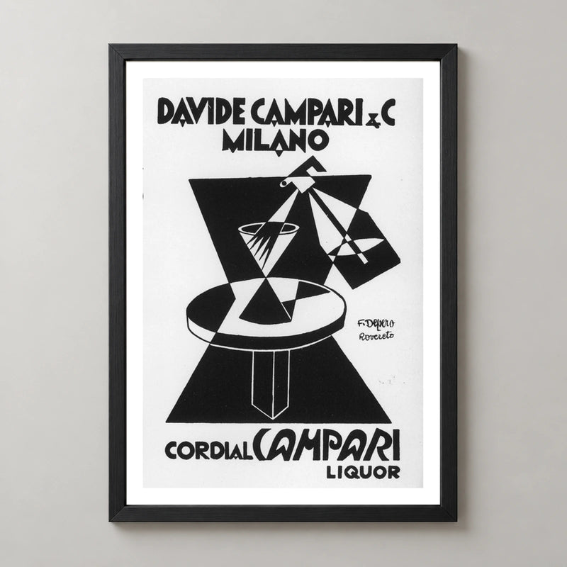 Cordial Campari Geometric Table Poster — black frame studio view