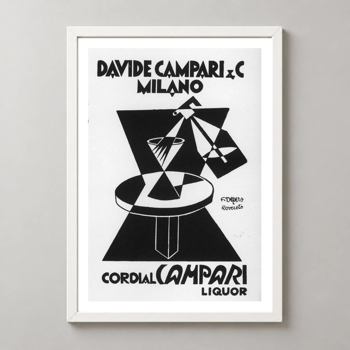 Cordial Campari Geometric Table Poster — white frame studio view