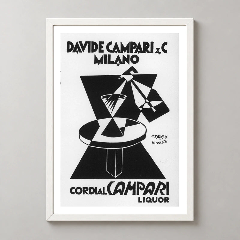 Cordial Campari Geometric Table Poster — white frame studio view