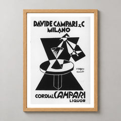 Cordial Campari Geometric Table Poster — wood frame studio view
