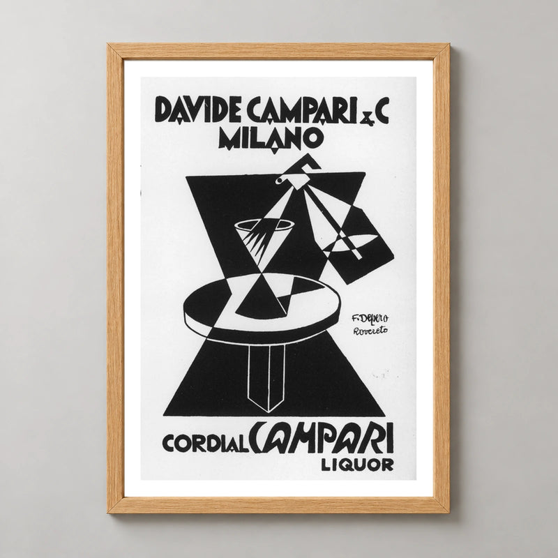Cordial Campari Geometric Table Poster — wood frame studio view