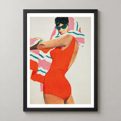 Lahco Red Swimsuit Poster — black frame studio view
