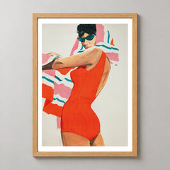 Lahco Red Swimsuit Poster — wood frame studio view