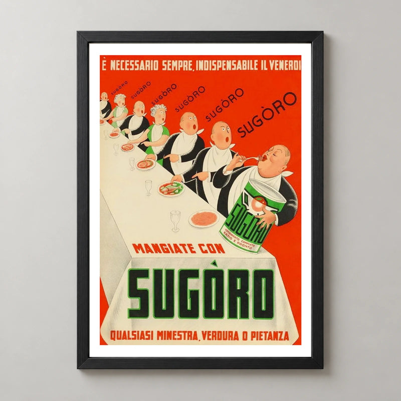 Sugoro Soup Dining Poster — black frame studio view