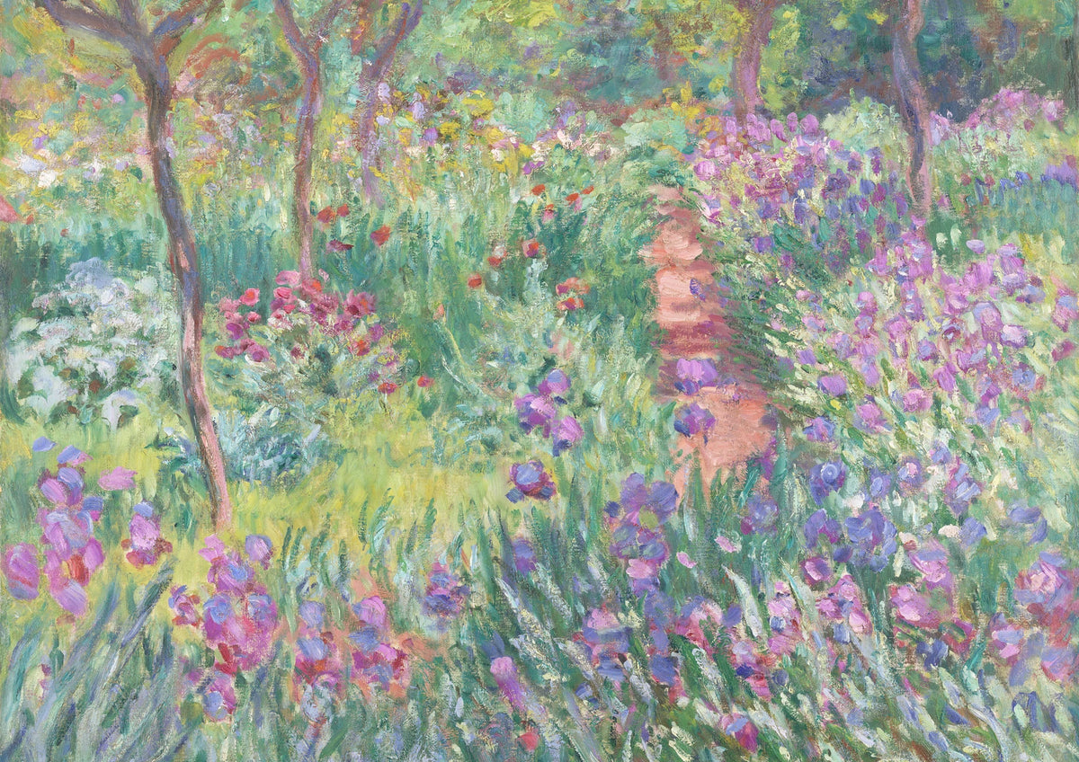 Garden Irises at Giverny — borderless A-series artwork