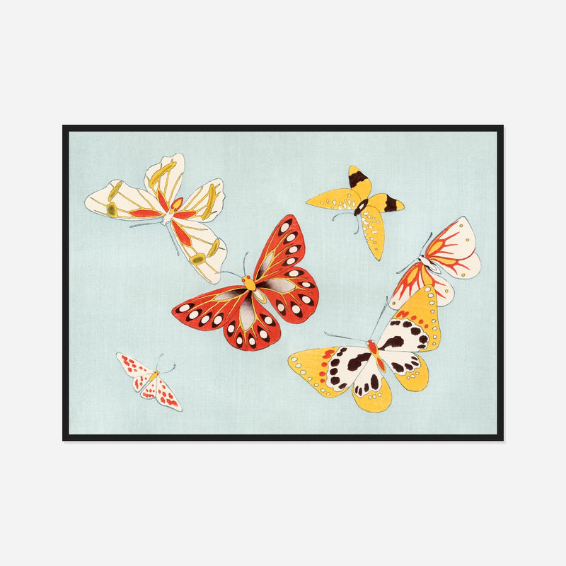 Golden Butterflies — front view in a black frame