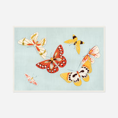 Golden Butterflies — front view in a white frame