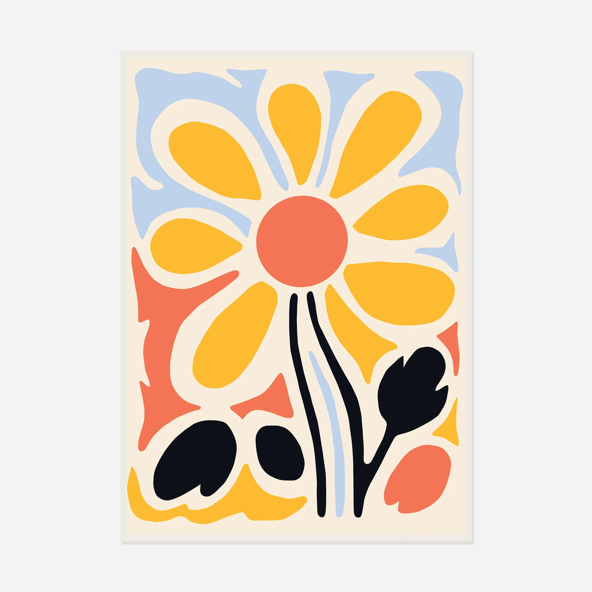 Golden Flower Study — front view in a white frame