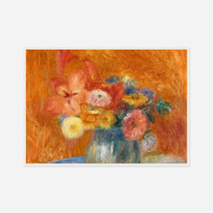 Green Bowl of Flowers — front view in a white frame