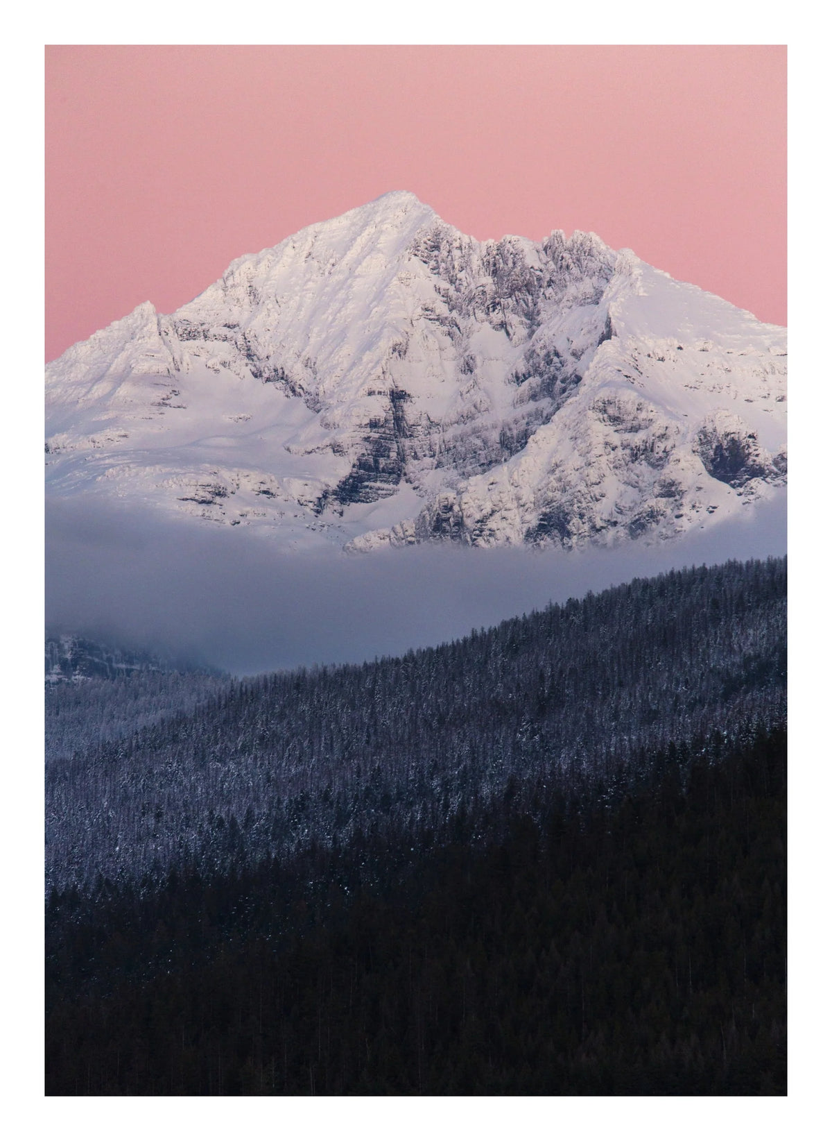 Gunsight Mountain at Dusk Photographic Print — poster only, complete unframed artwork with white border