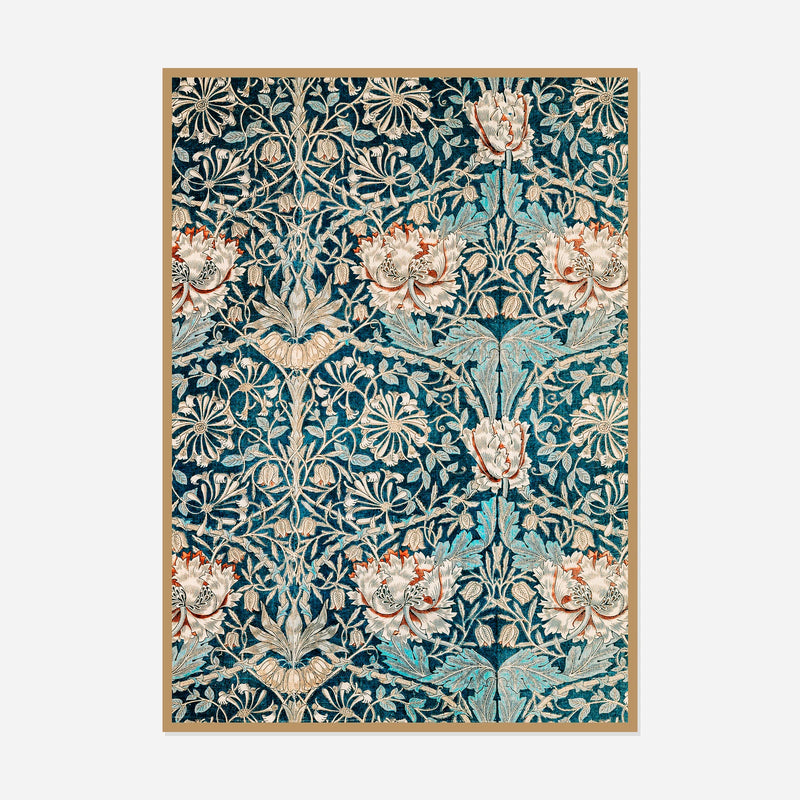 Honeysuckle Pattern — front view in a natural wood frame